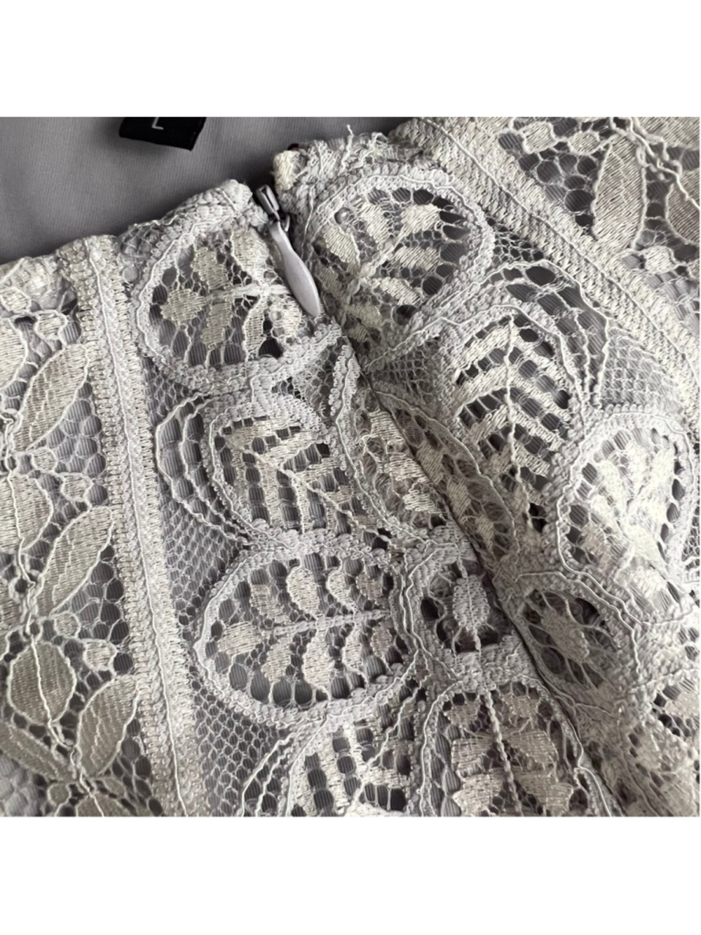 For Love & Lemons Lyla Gray Lace Skirt Sz L Scallop Hem Boho Festival Coquette - Picture 9 of 11